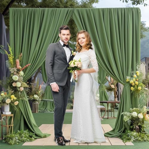 4 Panels Valley Green Backdrop Curtain for Parties Wrinkle Free Dark Green Photo Curtains Backdrop Drapes Fabric Decoration for Baby Shower Birthday Party Photography 20ft(W) x 10ft(H) - Image 4