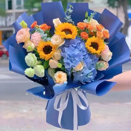WEISPARK 100PCS Artificial Hydrangea Flowers, Fake Flowers Silk Hydrangea Full Flowers Heads with Stems for Wedding Home Party Shop Baby Shower Decor (Blue) - Image 6