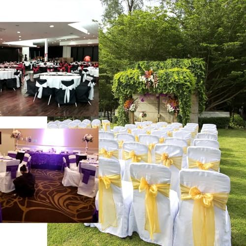 Efavormart 5 PCS Ivory Polyester Square Top Banquet Chair Covers, Reusable or 1x Use Chair Covers - Image 5