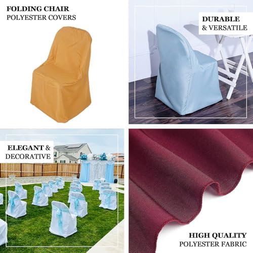 Efavormart 1 Set Dusty Rose Polyester Folding Chair Covers for Dining Chairs Party Wedding Banquet Outdoor Event Catering Slipcovers - Image 4