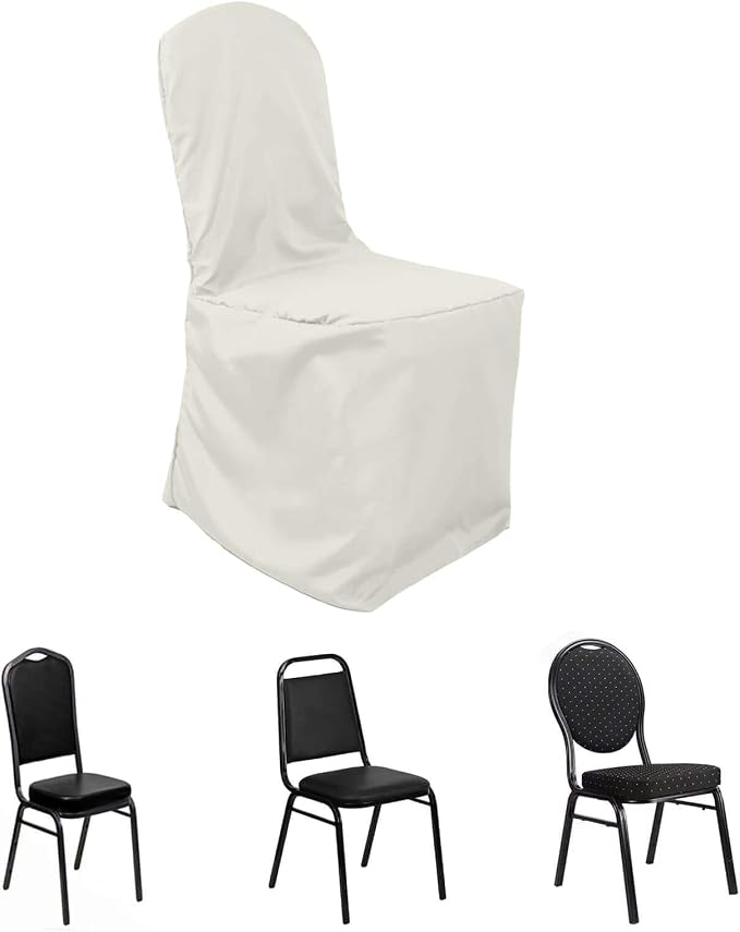 Efavormart 30 PCS Ivory Polyester Banquet Chair Covers, Reusable or Disposable Stain Resistant Chair Covers by efavormart