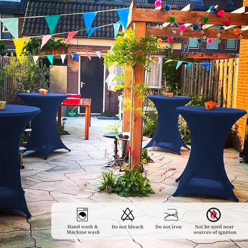 Pesonlook 6 Pack Navy Blue Cocktail Spandex Table Cover,32x43 Inch - Image 6