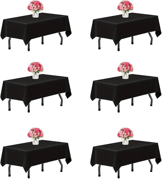6 Pack Black Table Cloth for Rectangle Tables,60x102 inch-Washable and Reusable Table Cloths for 6-8 Ft Rectangle Table,Polyester Fabric Table Cover for Party,Wedding,Buffet by Unknown