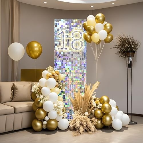 Ozikutech 12 Pcs Iridescent Silver Shimmer Wall Backdrop Panels for Party - Image 4