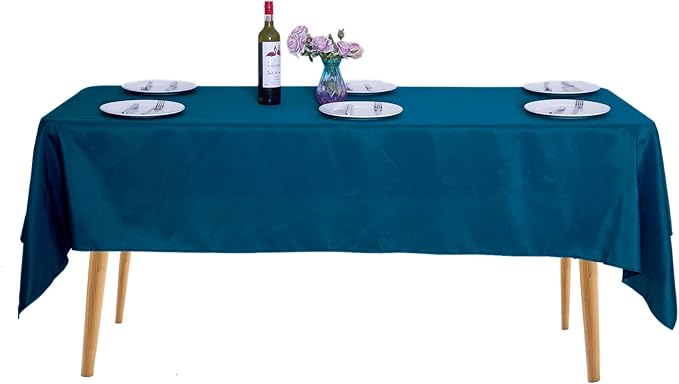 Ascoza 2pack 60x120 Inch Peacock Blue Rectangular Tablecloth 6 Feet Table Cloth in Polyester Fabric for Wedding/Banquet/Restaurant/Parties by Ascoza