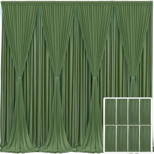 8 Panels Valley Green Backdrop Curtain for Parties Wrinkle Free Dark Green Photo Curtains Backdrop Drapes Fabric Decoration for Weding Baby Shower Birthday Party Photography 40ft(W) x 10ft(H) by Tao-GePartyDecorations
