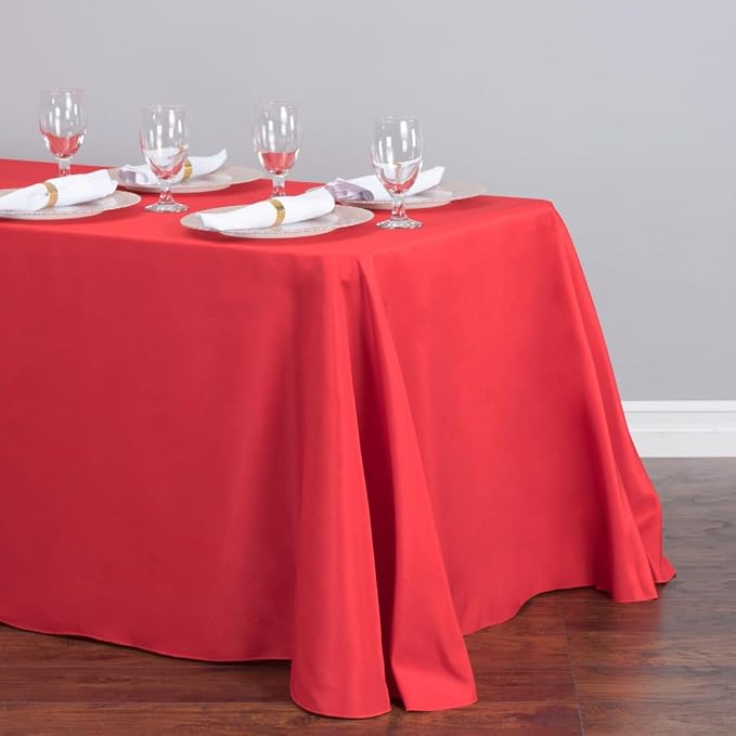 LinenTablecloth 90 x 156-Inch Rectangular Polyester Tablecloth Red - Image 2