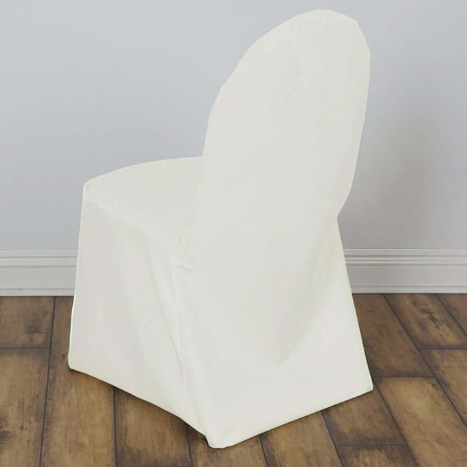 Efavormart 30 PCS Ivory Polyester Banquet Chair Covers, Reusable or Disposable Stain Resistant Chair Covers - Image 2