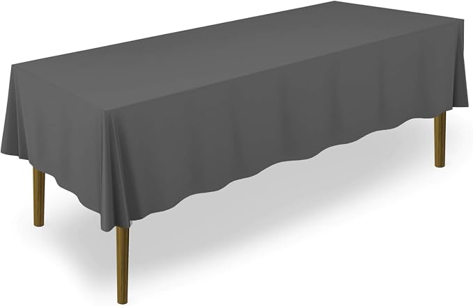 Lann's Linens 10 Pack 70 x 120 Inch Rectangular Tablecloth, Washable Polyester Fabric Table Cloth for Dining Tables, Restaurant, Weddings - Dark Gray by LannsLinens
