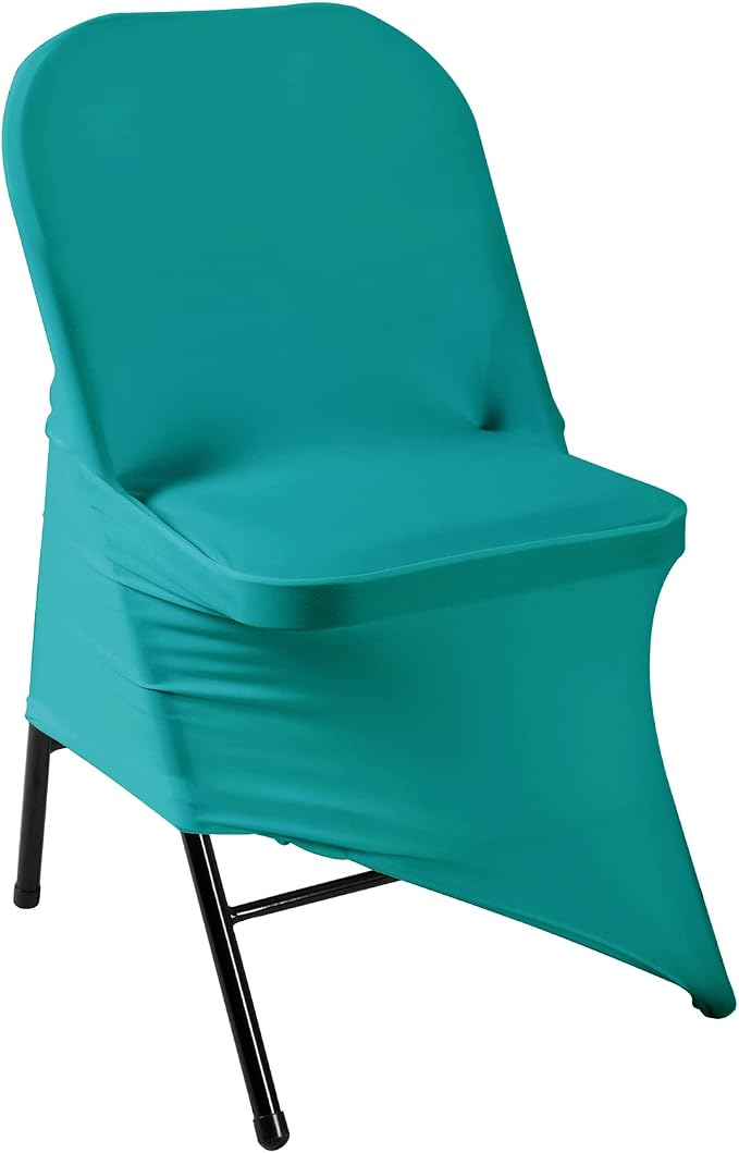 Spandex Chair Cover,12PCS,Living Room Folding Chair Covers,Removable Chair Covers Washable Protector Stretch Chair Cover for Party, Banquet,Wedding Event,Hotel(Turquoise) - Image 4