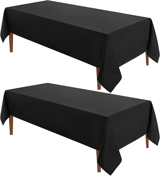 VidaFete 2 Pack 60 * 120inch Black Rectangle Tablecloth for 6ft Tables | Stain & Wrinkle Resistant Rectangular Table Cloth for Kitchen Dining Wedding Banquet Decoration, Polyester Fabric by VidaFete