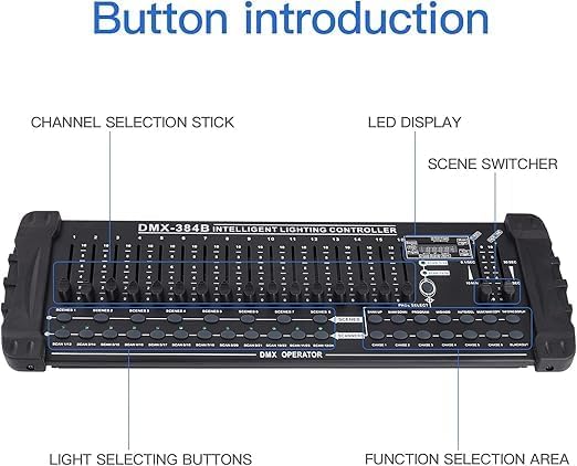 DMX512 DJ Controller 384CH DMX Cotroller Use for Program Editing of Bar Club Live Lights Show Support 30 Banks 8 Scenes 24 Fixtures Stage Lighting Console