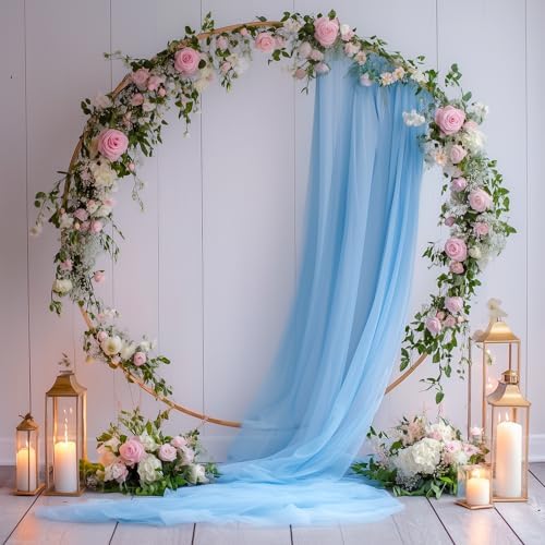 Wedding Arch Draping Fabric 1 Panel Dusty Blue Sheer Backdrop Drapes - Image 6