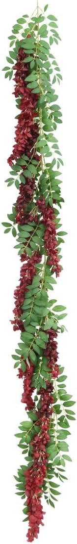 Encrypted Flower Vine Wisteria Artificial Garland Hanging (Wine Red, 2pcs) | AROIUO Flower Garland Decorations for Home Garden Outdoor Ceremony Wedding Arch Decoration 71 inches - Image 9