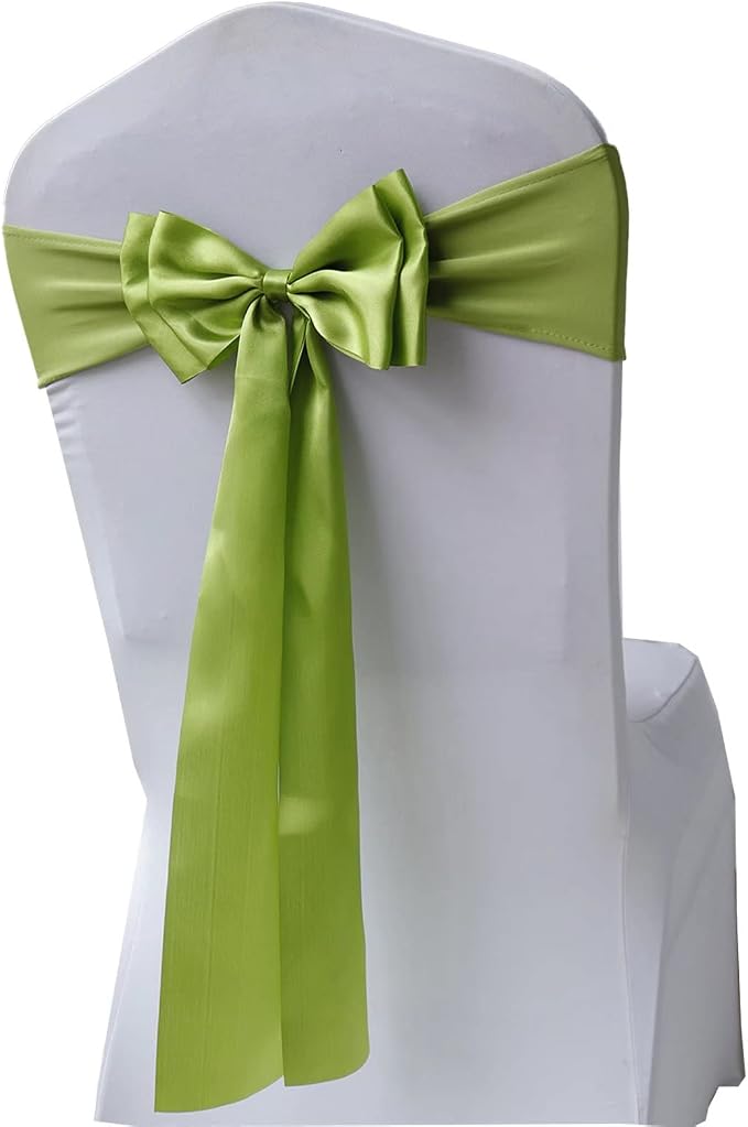 Pack of 50 Chair Sashes Spandex Chair Bands Satin Chair Sashes Chair Ribbons Bows Stretch Chair Sashes for Wedding Party Events Banquet Hotel Home Kitchen Chair Cover Decoration（50 PCS Grass Green） by MYS+QiQi