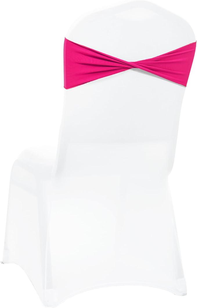VDS Pack of 200 PCS | Magenta | Spandex Chair Sashes Bows Without Buckle | Stretch Elastic Banquet Universal Folding Chair Band Tie with for Wedding Party Conference Celebration Event Decoration by VDS