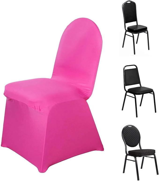 Efavormart 10 PCS Spandex Stretch Fuchsia Chair Covers Universal Banquet Chair Covers for Party Dining with Foot Pockets Washable Wedding Chair Slip Covers for Outdoor by efavormart