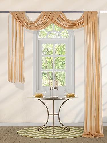 6 Yards Wedding Arch White Sheer Backdrop Curtain 6 Panels Chiffon Fabric Drapery Nude and Cream Ceremony Birthday Party Anniversary Decoration - Image 4