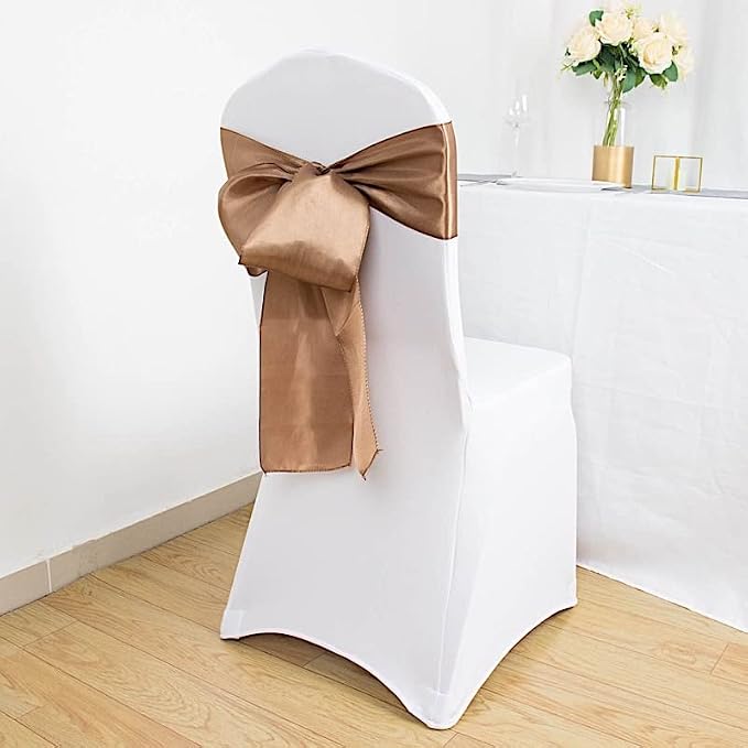 100 Taupe Satin Chair Sashes Bows Ties for Wedding Decorations Party Supplies Events Chair Covers Decor Banquet Reception - Image 6