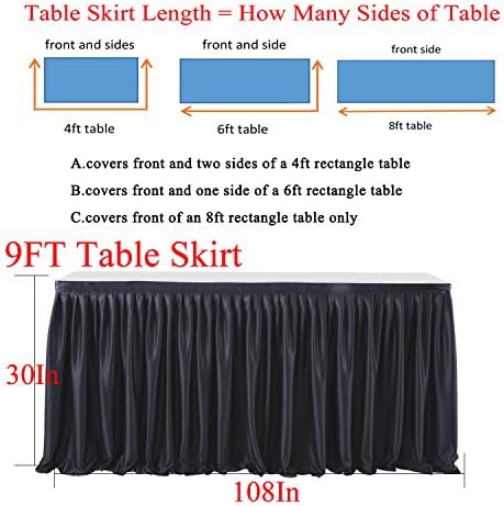 PARTISKY Black Polyester Table Skirt for Rectangle Tables 8ft, Wrinkle Resistant Pleated Ruffle Table Cloth for Banquet Wedding Trade Baby Shower Display Gift Dining Table - Image 5