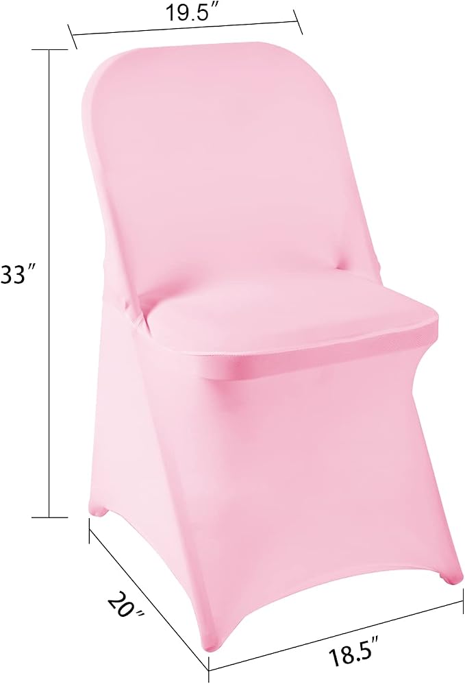 Folding Chair Covers for Party - 12pcs Pink Universal Spandex Fitted Chair Covers for Wedding, Banquet, Conference - Image 4