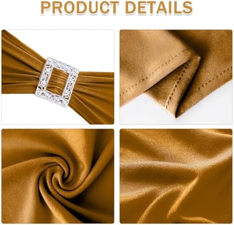 Joccun 30 PCS Spandex Chair Sashes Bows Stretch Chair Cover Band with Buckle Slider Universal Elastic Chair Ties for Wedding Banquet Party Event Decoration (Gold) - Image 3