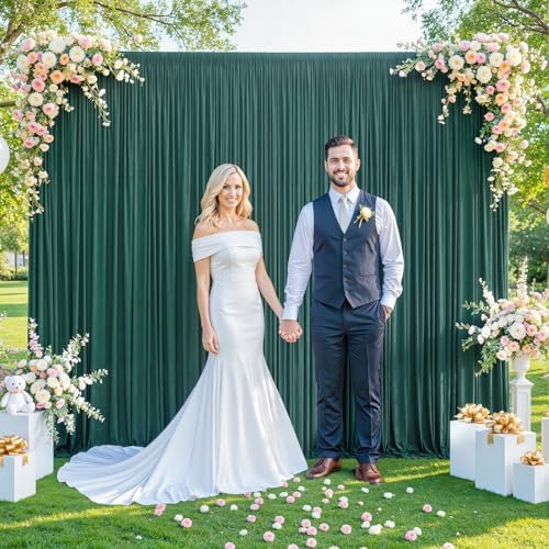 Hunter Green Backdrop Curtain for Parties Wrinkle Free Dark Green Photo Curtains Backdrop Drapes Fabric Decoration for Baby Shower Birthday Party Photography 5ft x 8ft,2 Panels by Tao-GePartyDecorations