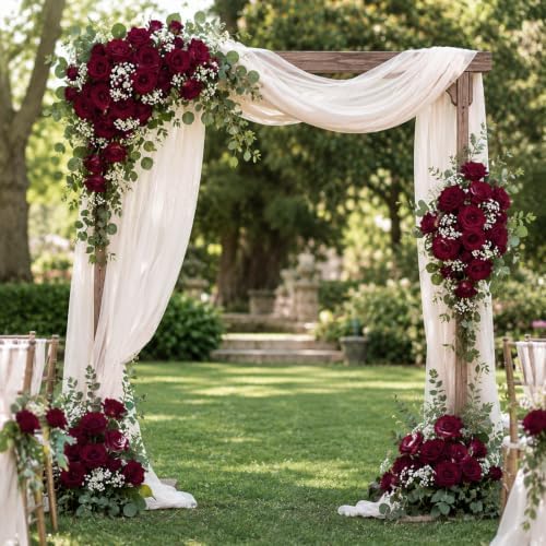 Waipfaru 50 Pcs Wine Red Roses, Fake Velet Burgundy Roses - Image 3
