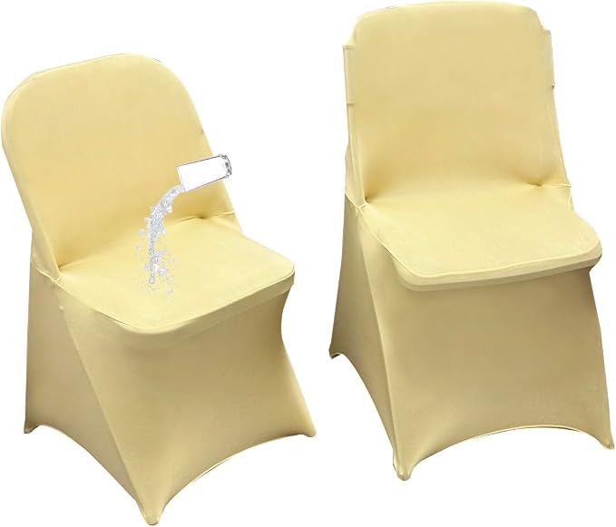 40PCS Spandex Folding Waterproof Chair Covers for Party,Champagn | Wedding Universal Fitted Chair Cover Protector,Stretch Folding Chair Covers,For Event Banquet Holidays Celebration Decoration by Maiangel