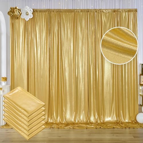 30ftx10ft Gold Backdrop Curtain for Parties, Wrinkle Free Glitter Photo Backdrop Drapes 6 Panels 5x10FT Shimmer Back Drop Cloth for Wedding Birthday Christmas Photography Background by Htper