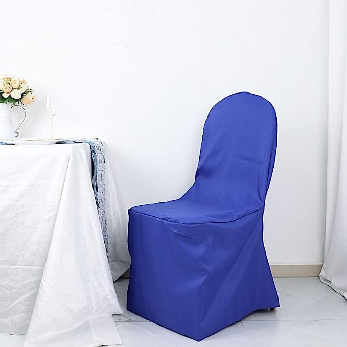 Balsa Circle 50 pcs Royal Blue Polyester Banquet Chair Covers for Party Wedding Linens Decorations Dining Ceremony Reception Supplies - Image 6