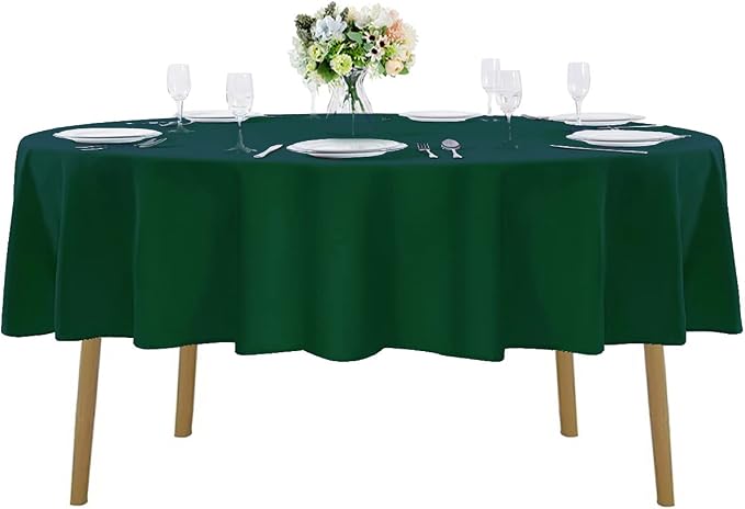 Cupuamon 90 inch Round Tablecloth Washable Polyester Table Cloth Decorative Table Cover for Wedding Party Dining Banquet（90 inch, Hunter） by Cupuamon