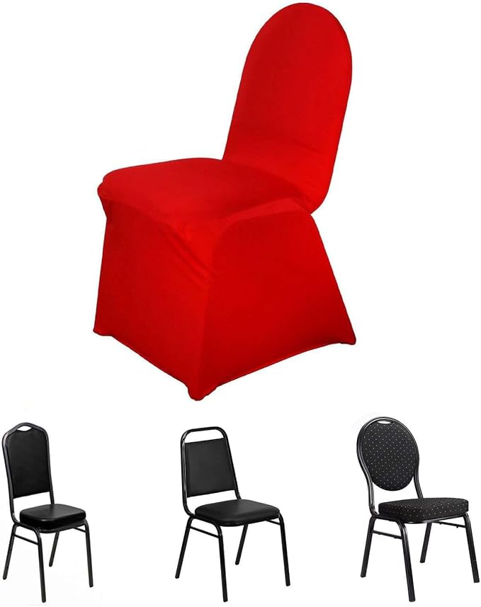 Efavormart 1 Set Red Stretchy Spandex Fitted Banquet Chair Covers for Party Dining Chairs Wedding Banquet Outdoor Event Catering Slip Covers - Image 2