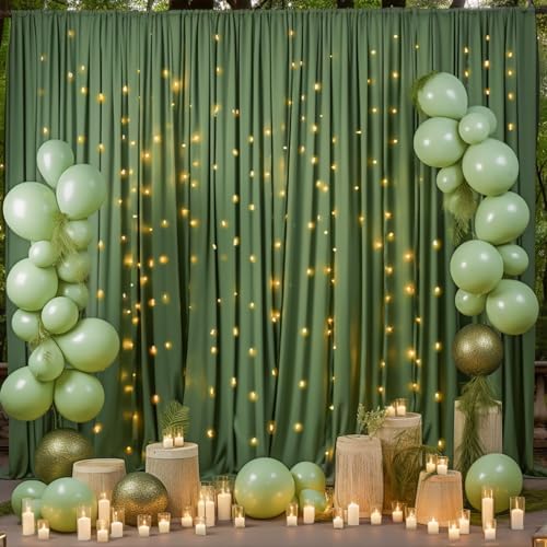 4 Panels Valley Green Backdrop Curtain for Parties Wrinkle Free Dark Green Photo Curtains Backdrop Drapes Fabric Decoration for Baby Shower Birthday Party Photography 20ft(W) x 10ft(H) - Image 5