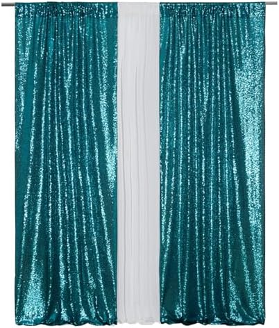 Eternal Beauty Teal 3mm Sequin Backdrop 2x8 Ft 2 Pack Wedding - Image 4