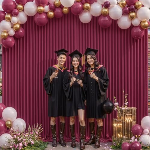 Burgundy Backdrop Curtain for Parties Wedding Wrinkle Free Maroon Photo Curtains Backdrop Drapes Fabric Decoration for Birthday Engagement Ceremony 5ft x 8ft,2 Panels - Image 4