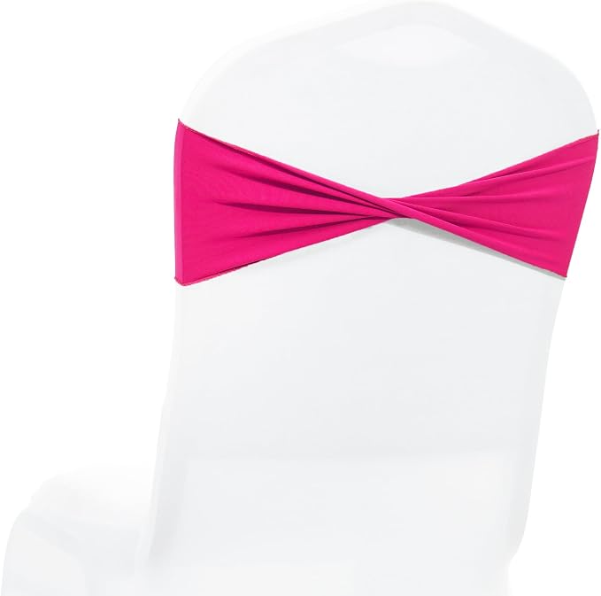 VDS Pack of 200 PCS | Magenta | Spandex Chair Sashes Bows Without Buckle | Stretch Elastic Banquet Universal Folding Chair Band Tie with for Wedding Party Conference Celebration Event Decoration - Image 2