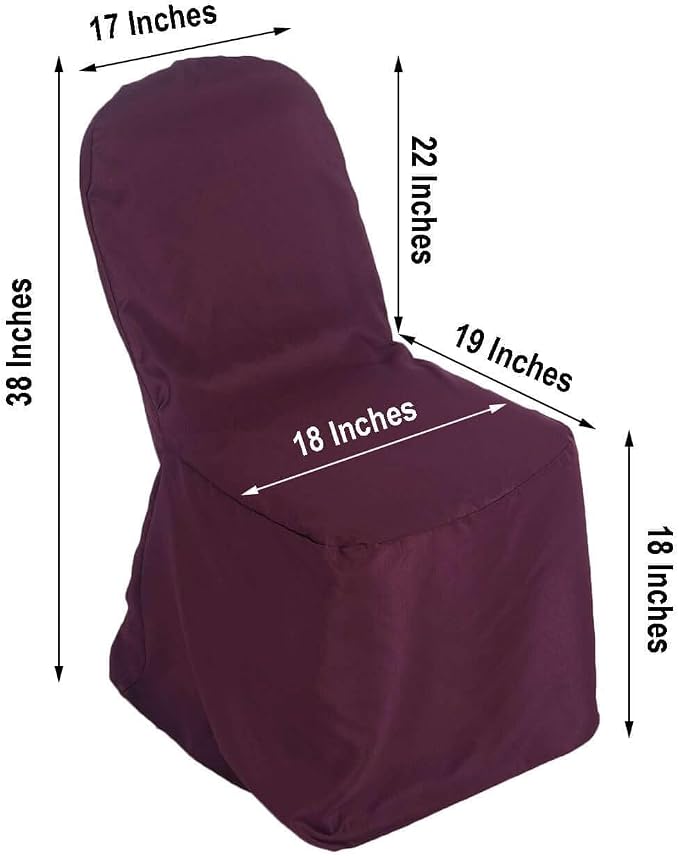 Efavormart 20PCS Round Top Burgundy Polyester Banquet Chair Covers Linen Dinning Chair slipcover for Wedding Party Event Catering - Image 3
