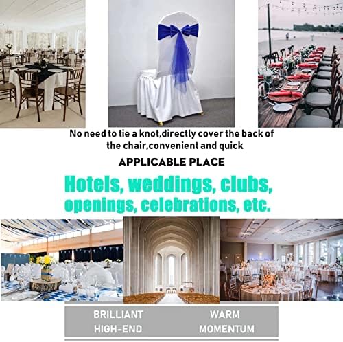 Polyester Stretch Chair Sashes Bands Organza Sash Bows Spandex Bows for Party Birthday Hotel Romantic Wedding Banquets Decoration (Royal Blue 20 PCS) - Image 2