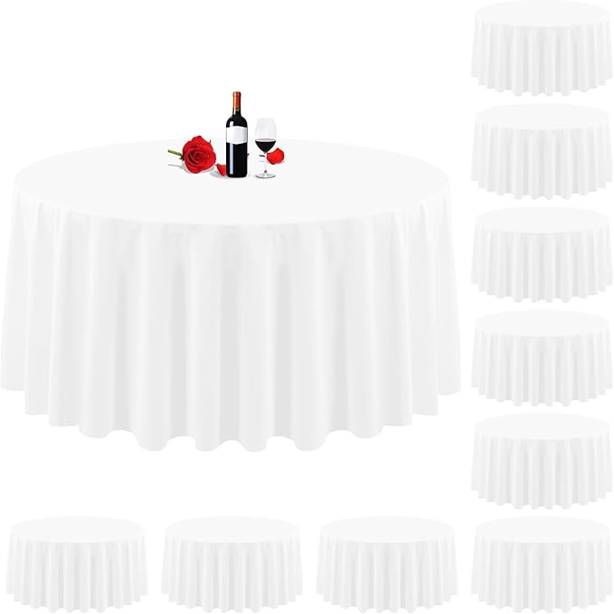 10 Pack Round Tablecloth White Round Tablecloth 90 Inch Table Cloths Washable Polyester Fabric Bulk Linen Tablecloths Table Cover for Parties Wedding Banquet Buffet Dinning by Lumaycens