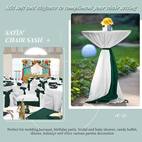 72 Pack Forest Green Satin Chair Sashes, 7 x 108 Inch, Wedding Bows - Image 5