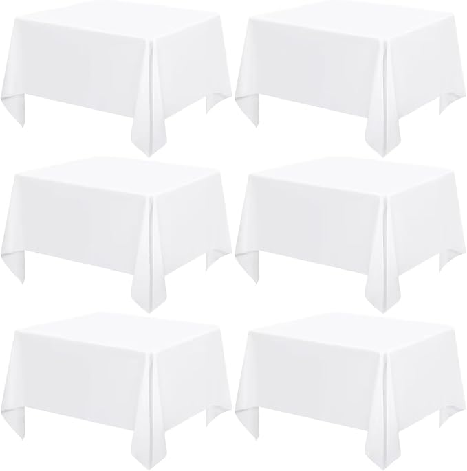 6 Packs White Square Tablecloths 52 x 52 Inch | Polyester Table Cloth for Square Tables, Stain Wrinkle Resistant Washable Fabric, Perfect for Wedding Banquet Party by REWOMC