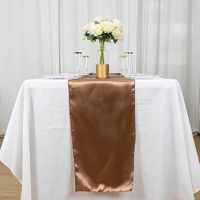 10 pcs 12 x 108 inch Taupe Satin Table Runners Wedding Table Top Party Supplies Reception Linens Decorations - Image 5