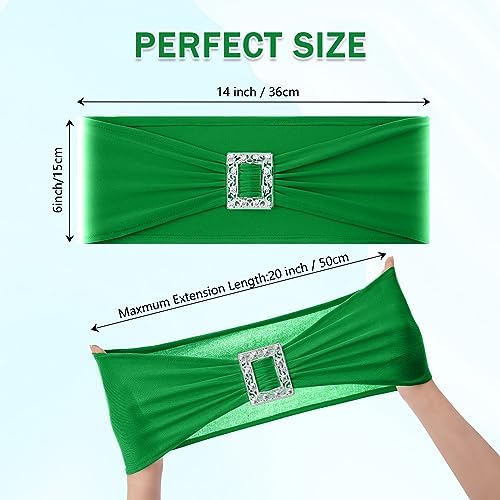 Joccun 30 PCS Spandex Chair Sashes Bows Stretch Chair Cover Band with Buckle Slider Universal Elastic Chair Ties for Wedding Banquet Party Event Decoration (EmeraId) - Image 2