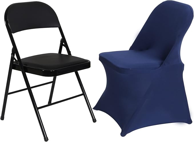 HAINARverS Folding Chair Covers for Wedding, 10pcs Navy Blue | Stretch Spandex Washable Fabric Chair cover, Decoration Chair Cover for Wedding, Party, Banquet, Birthday, Conference, Event - Image 5