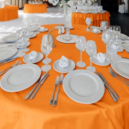 Fitable 6 Pack Orange Tablecloths 120 Inch Round for 48"-96" Tables - Image 2