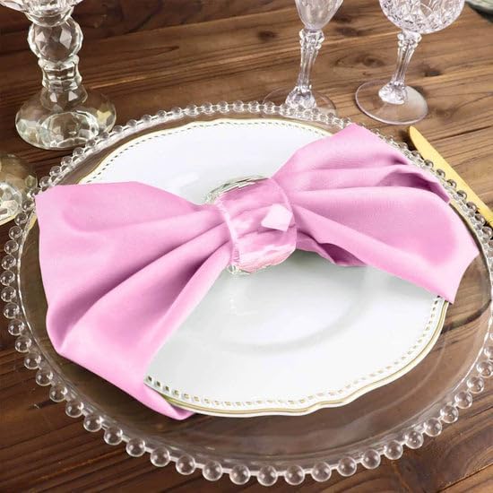 Efavormart Premium Cloth Napkins Set of 10, 17x17 Inch Pink Seamless Dinner Napkins, Washable Linen Table Napkin Cloth with Hemmed Edges for Weddings, Party and Banquet - Image 6