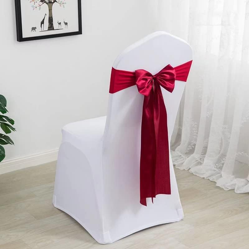 Pack of 10 Satin Stretch Chair Sash Bow, No Need Tied, Spandex Chair Bands, Chair Ribbons Bows for Hotel Wedding Party Banquet Birthday Reception Decor (Burgundy) - Image 2