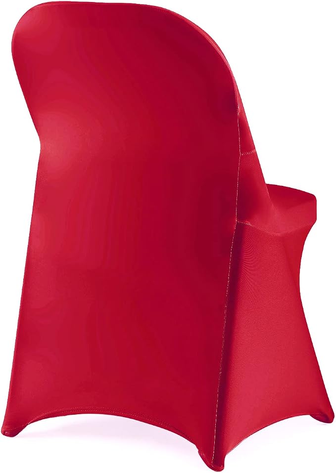 Folding Chair Covers for Party - 12pcs, Red Universal Spandex Fitted Chair Covers for Wedding, Banquet, Conference - Image 2