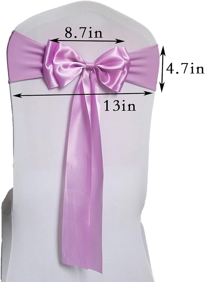 Pack of 100 Chair Sashes Spandex Chair Bands Satin Chair Sashes Chair Ribbons Bows Stretch Chair Sashes for Wedding Party Events Banquet Hotel Home Kitchen Chair Cover Decoration（100 PCS Pink Purple） - Image 3